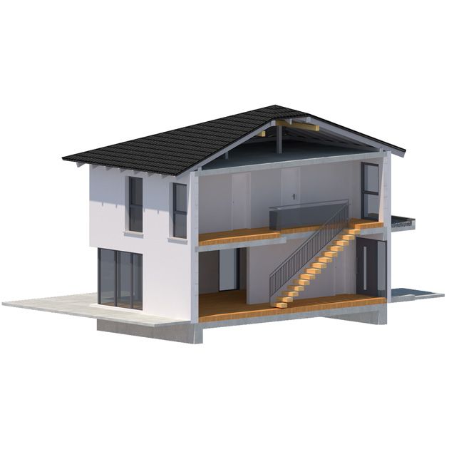 Einfamilienhaus - Schnitt von einem detaillierten 3D-Modell